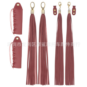 Pompons de guidon de moto Moshark 15cm 9cm 5cm en cuir style rétro pour modification de moto - Product Image 3