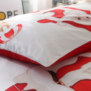 Joyeux Noël Père Noël Cadeau joyeux Imprimé réactif Dessin animé 100% polyester Ensemble de housse de couette quatre pièces pour la maison Chambre à coucher - Product Image 3