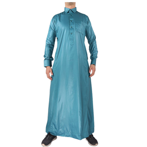 2022 caliente estilo saudí Thobe hombres Dubai Kaftan hombres traje de manga larga batas Ohara ropa musulmana hombres Thobes - Product Image 3