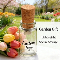 Clé USB en bois unique avec bouteille en verre flottante pour cadeaux de mariage, logo personnalisé, Plug-and-Play