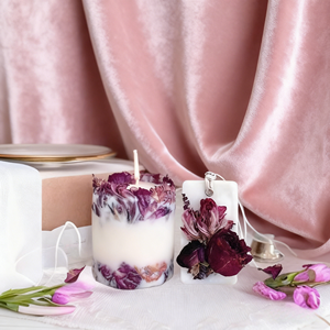 Bougie parfumée en cire de soja personnalisée à la mode en gros avec des fleurs séchées, bougies en cire de soja 100% biologique respectueuses de l'environnement - Product Image 4