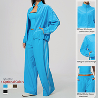 Ensemble de survêtement décontracté pour femme, coupe ample, respirant, écologique, avec veste zippée et pantalon, idéal pour le fitness et l'entraînement