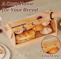 Boîte à pain gaine de place avec couvercle, conteneur de rangement pour pain en bambou avec porte en acrylique, boîte à pain à couvercle roulant pour comptoir de cuisine