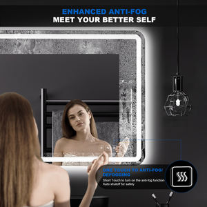 ZEPENG Modern Touch Große Anti-Fog-LED-Badezimmer Wand-Kosmetik spiegel Rechteckige rahmenlose digitale Spiegel 30*18 Zoll - Product Image 4