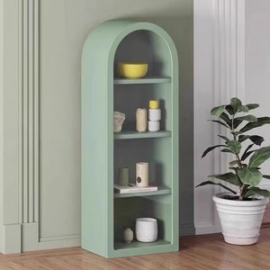 R American <strong>Cream</strong> Cute Style Solid Wood <strong>Bookcase</strong>, Children's Floor-standing Bookshelf, Light Luxury Arched Decorative Cabinet - Product Image 2