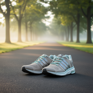 Adidas chaussures de course pour femmes, empeigne en maille, semelle intermédiaire EVA, semelle extérieure en caoutchouc, couleur beige argenté, M18852 - Product Image 2