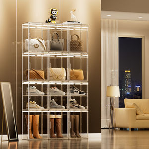 Clair assembler Cube en plastique anti-poussière passe-temps vitrine organisateur pour objets de collection figurines jouets boîte de rangement de bureau - Product Image 3