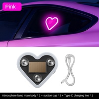 Lampe d'ambiance LED néon en forme de cœur de pêche solaire pour voiture, pour la décoration de fenêtre