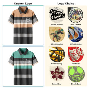 Camiseta Polo de Manga Corta de Algodón de Alta Calidad con Logotipo Personalizado, Nuevo Estilo, para Hombre, Camiseta de Negocios a Rayas, Polo Básico de Golf - Product Image 3