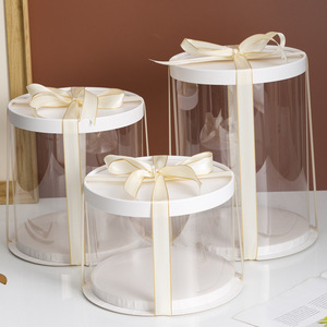 Ingrosso scatola di plastica rotonda trasparente con rivestimento UV e stampa in rilievo <span class=keywords><strong>per</strong></span> feste di compleanno matrimoni e regali - Product Image 1