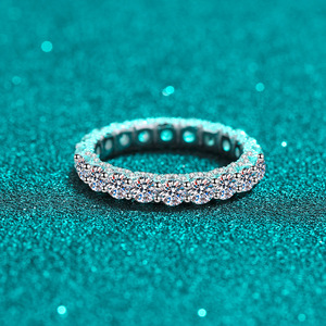 Anillo de Boda <span class=keywords><strong>Eternity</strong></span> con Moissanita, Anillo de Promesa con Moissanita Completa para <span class=keywords><strong>Mujer</strong></span>, Anillos Apilables de Plata Esterlina 925 - Product Image 2