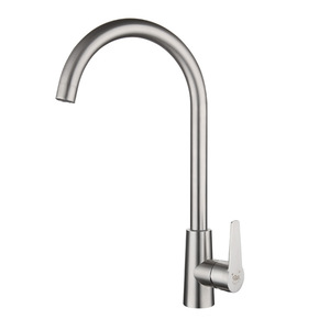 Xims Kitchen Faucet 304 Stainless Steel Single Handle Deck Mounted Modern Ceramic Valve Core Easy Installation - Product Image 4