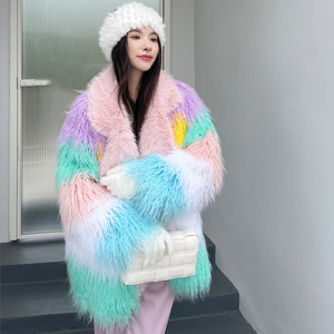 Manteau mi-long de maternité <span class=keywords><strong>en</strong></span> <span class=keywords><strong>fausse</strong></span> <span class=keywords><strong>fourrure</strong></span> style europé<span class=keywords><strong>en</strong></span> et américain, coupe ajustée, col rabattu, avec accents de <span class=keywords><strong>fourrure</strong></span> rose pêche, vintage - Product Image 3
