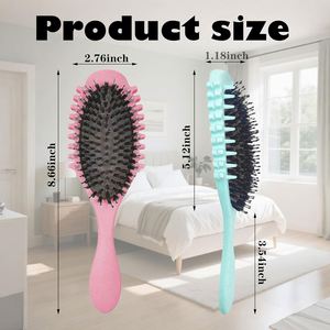 Cepillo de masaje con cojín de aire y cerdas de jabalí para definir el peinado, desenredar el cabello rizado, de paja de trigo, superventas - Product Image 2