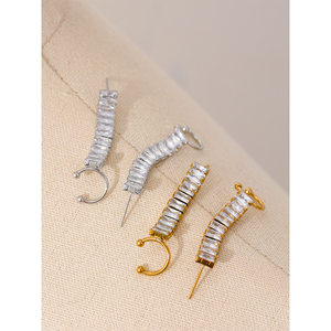 JINYOU 580 <span class=keywords><strong>Orecchini</strong></span> a Clip in <span class=keywords><strong>Acciaio</strong></span> Inossidabile Placcato Oro 18K con Zirconi Cubici, Gioielli Eleganti e Affascinanti per Donne - Product Image 3