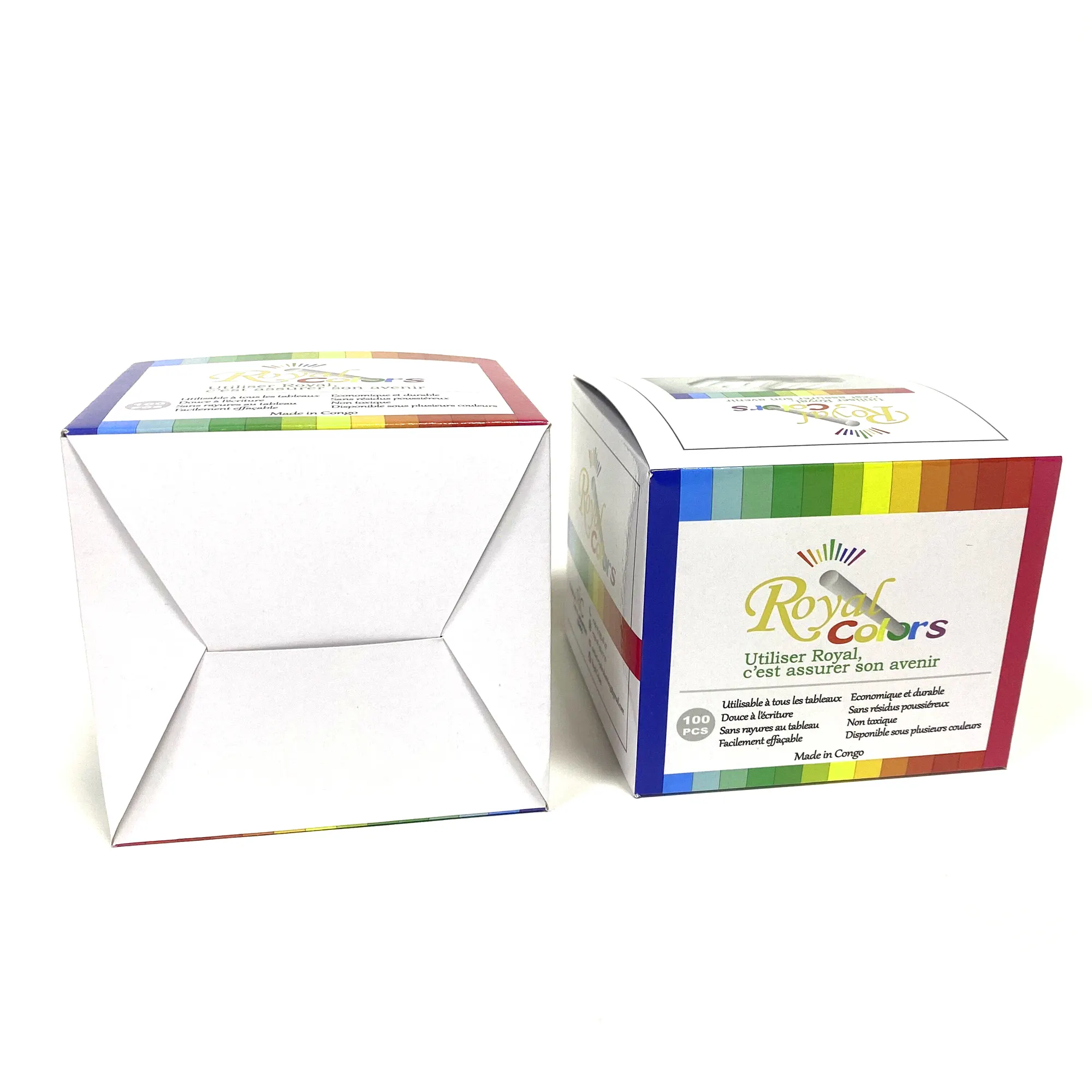 Boîte à craie personnalisée 300g blanche et grise boîte à papier en carton boîte à craie scolaire
