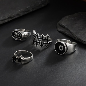 パンクメタルスタック可能なオイルドロップスター/クロスリングセット男性用ハイホップ男性用クールフィンガーリングアクセサリー手にファッションジュエリーギフト - Product Image 3