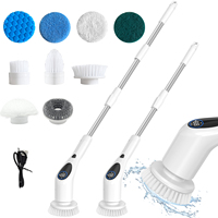 Nettoyeur de baignoire sans fil le plus vendu pour le nettoyage ménager, manche long, 9 têtes remplaçables, brosse de nettoyage écologique en PP