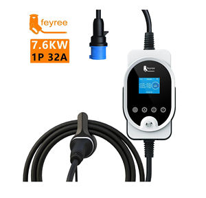 Cargador de CA Portátil Feyree de 7kW Tipo 2 Monofásico con Soporte para Enchufe, Estación de Carga para Vehículos Eléctricos Montada en Pared, Cargador para Vehículos Eléctricos Doméstico Ajustable de 32A - Product Image 1