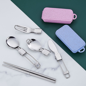 <span class=keywords><strong>Set</strong></span> di Posate Portatili da Campeggio in Acciaio Inox 304 con Coltello Pieghevole, Forchetta e Cucchiaio, <span class=keywords><strong>Set</strong></span> da Viaggio con Custodia in Plastica - Product Image 2