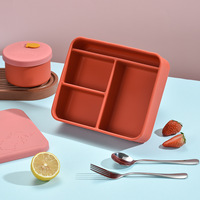 Boîte à bento en silicone écologique, durable, sans BPA, réutilisable, étanche, pour conserver les plats, boîte à lunch en silicone