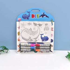 Set di 6 Carte da Colorare a Doppia Faccia con Tema Animali e Natura, Carta da <span class=keywords><strong>Disegno</strong></span> con 6 Penne per Bambini - Product Image 3