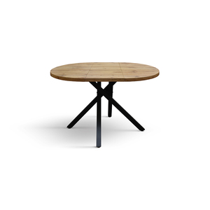 Nada Round <b>Dining</b> <b>Table</b> <b>Rustic</b> Oak Melamine Top Metal Base Indoor Use - Product Image 4