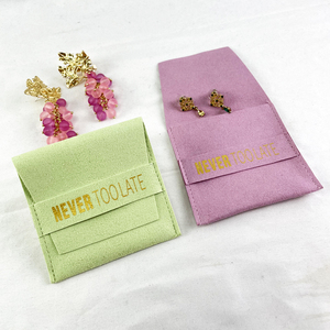 Custom Jewelry Pouch Packaging Bag Microfiber Suede Jewelry Package Bags Velvet Jewelry Pouch with Logo & Inserts Cards Rings - Product Image 3