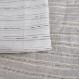 <span class=keywords><strong>Tissu</strong></span> tissé rayé en <span class=keywords><strong>lin</strong></span> 92% et lurex 8% argent et or pour chemises et robes - Vente en gros - Product Image 1