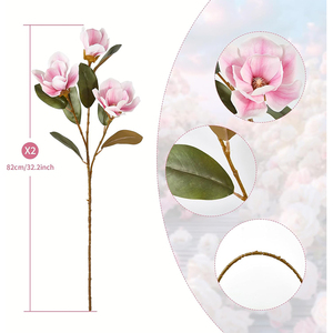 Impresionantes flores de seda de <span class=keywords><strong>Magnolia</strong></span> <span class=keywords><strong>Grandiflora</strong></span> realistas artificiales para la graduación Día DE LA MADRE Navidad Año Nuevo Halloween nupcial - Product Image 3