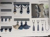 Ensemble de garnitures pour rideaux motif pivoine : cordon tressé, pendentif, franges à boules, franges à pompons pour la décoration textile de la maison et les vêtements