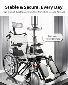 Fauteuil roulant manuel DIVOUS, léger, en alliage d'aluminium, inclinable et pliable, avec frein en U, pour usage domestique et hospitalier. - Product Image 5