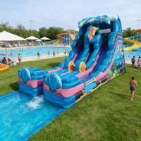 Toboggan aquatique gonflable à trois voies sur le thème de l'océan DST, en PVC, pour enfants, aventure sous-marine, respectueux de l'environnement, qualité commerciale