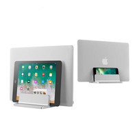 Soporte Vertical Ajustable para Laptop de Aleación de Aluminio, Ahorro de Espacio, Doble, Negro y Plateado, para Escritorio