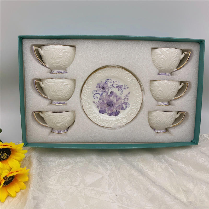 Purple small cups -6 cups and 6 plates (Gift box packaging)