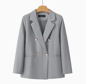 Blazer d'<span class=keywords><strong>hiver</strong></span> respirant pour femme, coupe ajustée, uni, à manches longues, avec boutons, design tissé, col Peter Pan - Product Image 1