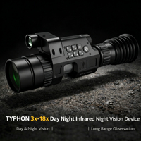 Lunette de Vision Nocturne TYPHON 3-18X avec Œilleton Étendu, Illuminateur IR 850nm, Optiques HD, Étanche/Antichoc pour Chasse en Extérieur Longue Portée