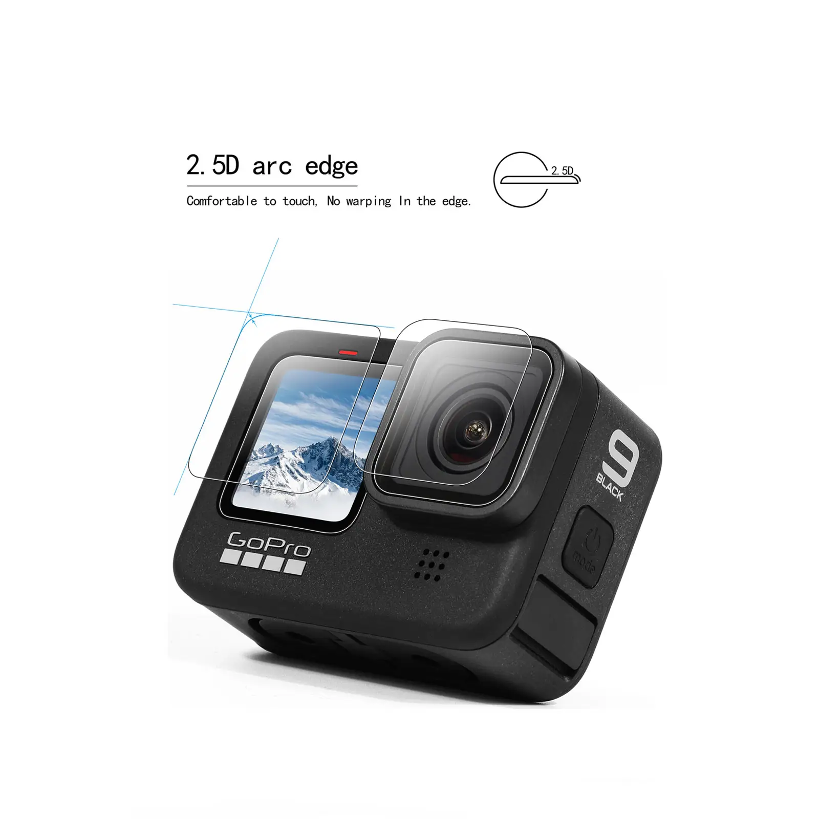 6 adet GoPro Hero 9 siyah Lens koruma koruyucu cam filmi git Pro Hero 9 aksesuarları