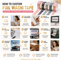 Ruban adhésif washi imprimé sur mesure avec feuille d'or, rouleau décoratif pour journal, scrapbooking, bricolage, vente en gros