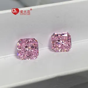 ready stock loose synthetic cz gems imported light pink octagon square shape crushed ice cut cubic zirconia