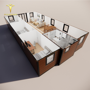 Hoàn thành đầy đủ hiện đại sống ánh sáng thép chi phí thấp 40ft/20ft có thể gập lại/mở rộng đúc sẵn Di chuyển nhà bê tông nổi - Product Image 1