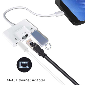 USB <b>C</b> to Network Cable Three-in-one <b>Adapter</b> 100 Mbit/s Network Port RJ45 to USB <b>C</b> Ethernet with USB Port +<b>C</b> Charging Compatible - Product Image 2