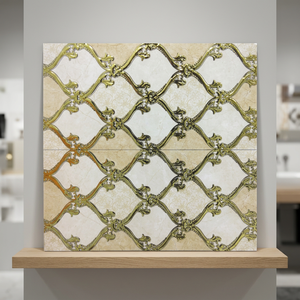 Carreaux muraux décoratifs en céramique numérique 30x60cm, design architectural attrayant, finition dorée et argentée, effet lumineux - Product Image 6