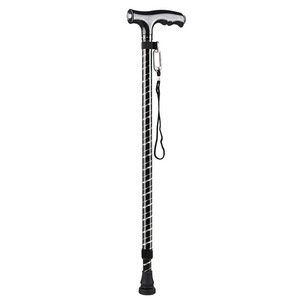 Canne télescopique en alliage d'aluminium avec poignée antidérapante pour personnes âgées, support de marche, longueur réglable, couleur café noir - Product Image 1