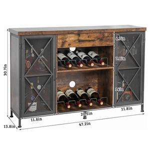 Casier à vin personnalisé en fer moderne, panneau de vitrine de stockage, style bois, fixé au mur pour bar de salon, meubles de maison - Product Image 4
