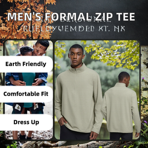 T-shirt formel à manches longues et demi-zip pour homme, coupe classique, uni, en polyester/coton tricoté, respirant et infroissable, collection 2026 - Product Image 2