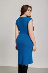 Abito Invernale da Donna Personalizzato 2026 in Maglia Testurizzata, Vestito Autunnale ODM Traspirante al Ginocchio, Aderente e Semplice, Taglie Forti - Product Image 3