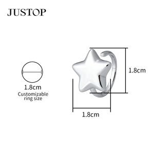 Bague de cocktail en acier inoxydable JUSTOP, forme ovale, longueur 2,7 cm, taille personnalisable, bijoux de mode unisexe modernes, cadeau - Product Image 4