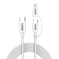 Cable USB 3A Más Vendido, Material TPE Trenzado, Cable Adaptador 2 en 1 Tipo-C, Carga Rápida para iPhone 14/15/16, Cámara y Auriculares
