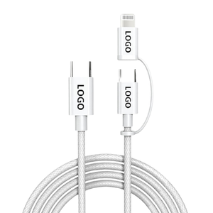 Câble USB 3A le plus vendu, matériau TPE tressé, <span class=keywords><strong>adaptateur</strong></span> 2-en-1 Type-C <span class=keywords><strong>8</strong></span> broches, charge rapide pour <span class=keywords><strong>iPhone</strong></span> 14/15/16 - Product Image 1